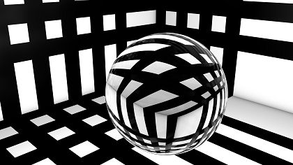 Vorschaubild einer Glaskugel in der sich schwarze Linien spiegeln